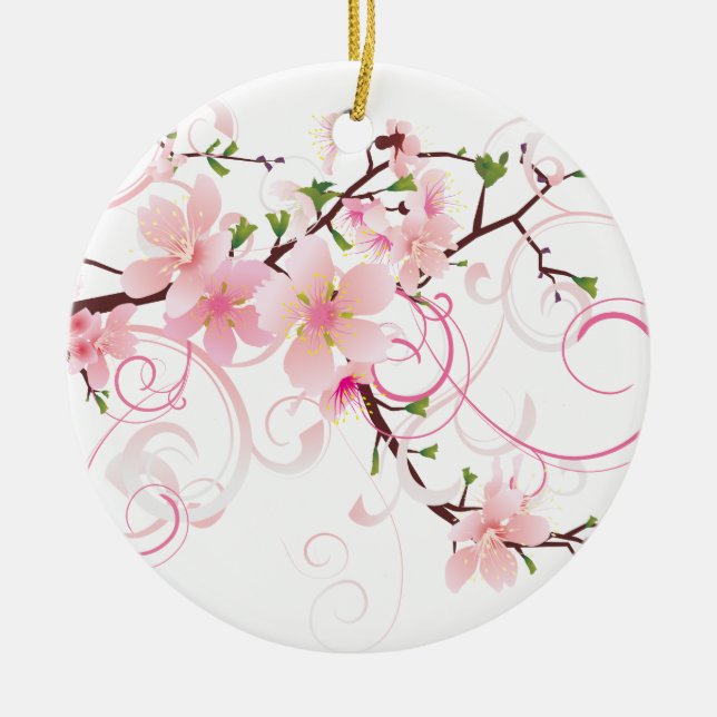 Beautiful Cherry Blossoms Ceramic Ornament (Front)