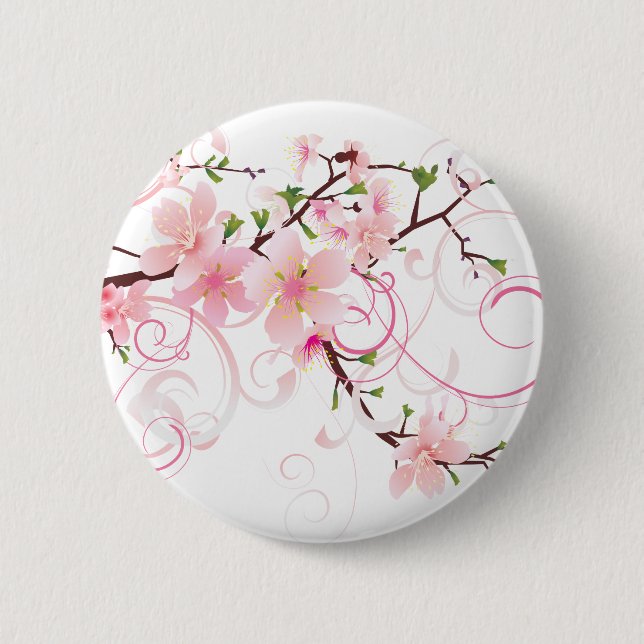 Beautiful Cherry Blossoms Pinback Button (Front)