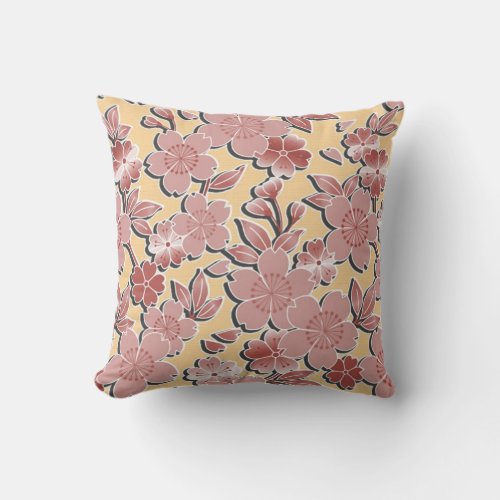 Beautiful cherry blossoms throw pillow