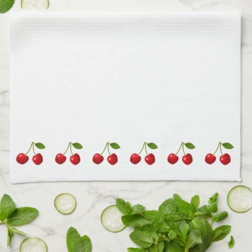 Beautiful Cherry Fruits on White Kitchen Towel