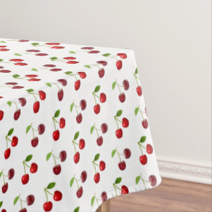 Beautiful Cherry Fruits on White Tablecloth