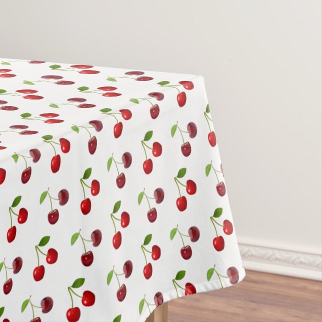 Beautiful Cherry Fruits on White Tablecloth (In Situ)
