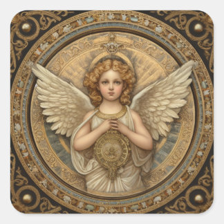 Beautiful Cherub Angel Square Sticker
