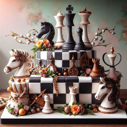 BEAUTIFUL CHESS THEMED BIRTHDAY CAKE CARD