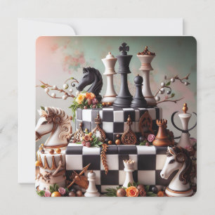 BEAUTIFUL CHESS THEMED BIRTHDAY CAKE CARD