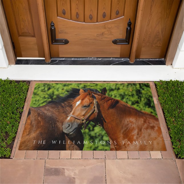 Beautiful Chestnut Horses in the Summer Sun Doormat (Outdoor)