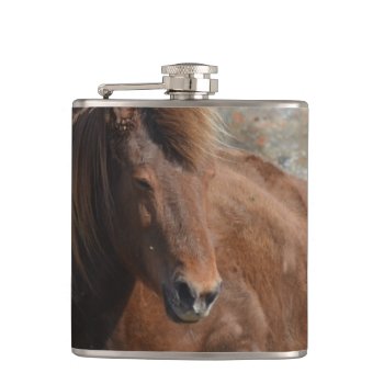 Beautiful Chestnut Icelandic Horse Flask by HorseStall at Zazzle