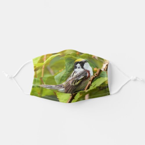 Beautiful Chestnut_Sided Warbler on a Branch Adult Cloth Face Mask