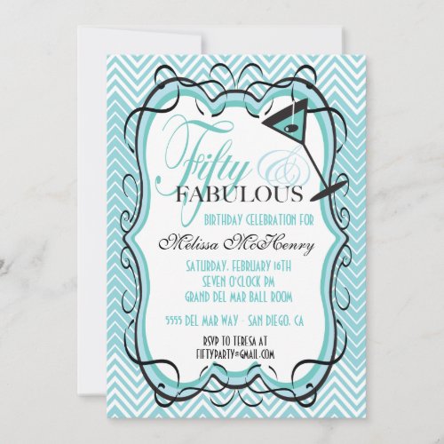 Beautiful Chevron fifty and fabulous Invitations