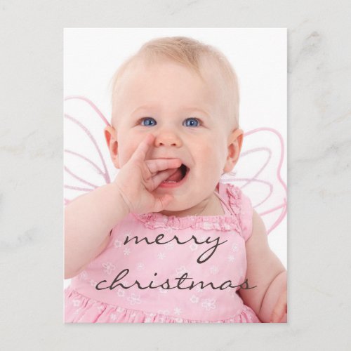 Beautiful Chic Baby Photo Merry Christmas Holiday Postcard