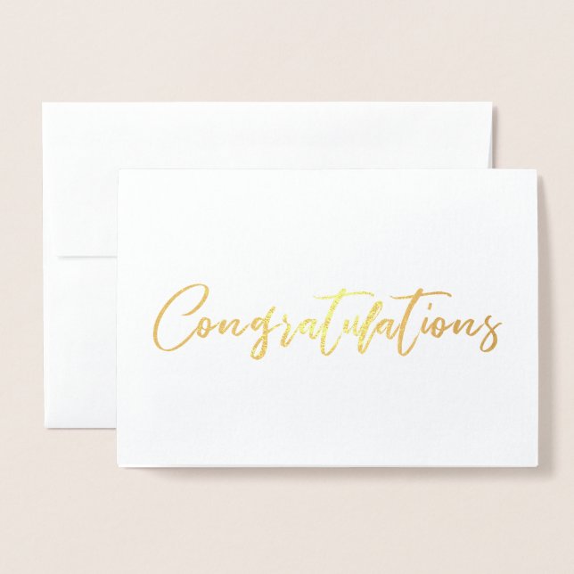 Beautiful Chic Calligraphy Congratulation Foil Card (Front With Envelope)