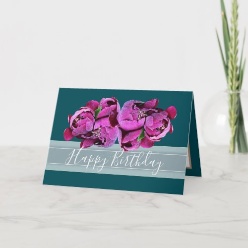 Beautiful Chic Floral Bouquet Pink Peony Birthday Card