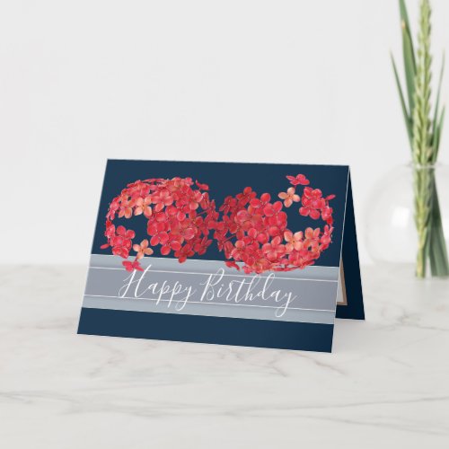 Beautiful Chic Floral Bouquet Red Flowers Birthday Card