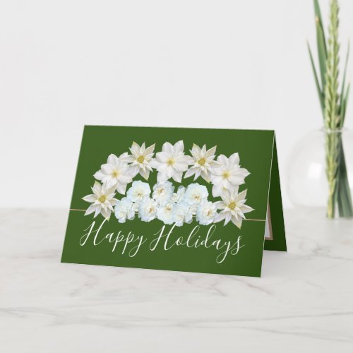 Beautiful Chic Floral Bouquet White Flower Holiday Card