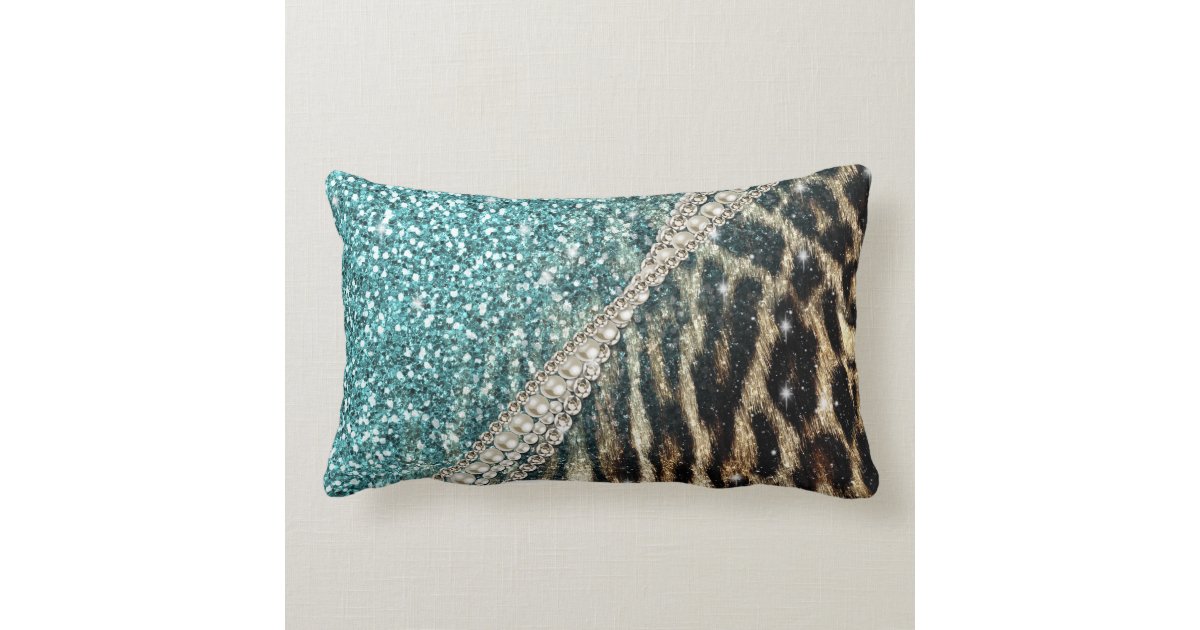 Beautiful Chic Girly Leopard Animal Faux Fur Print Lumbar Pillow