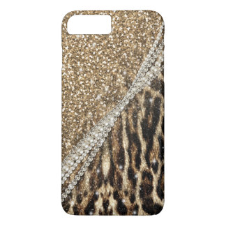 Beautiful Chic Girly Leopard Print Gold Glitter iPhone 8 Plus/7 Plus Case