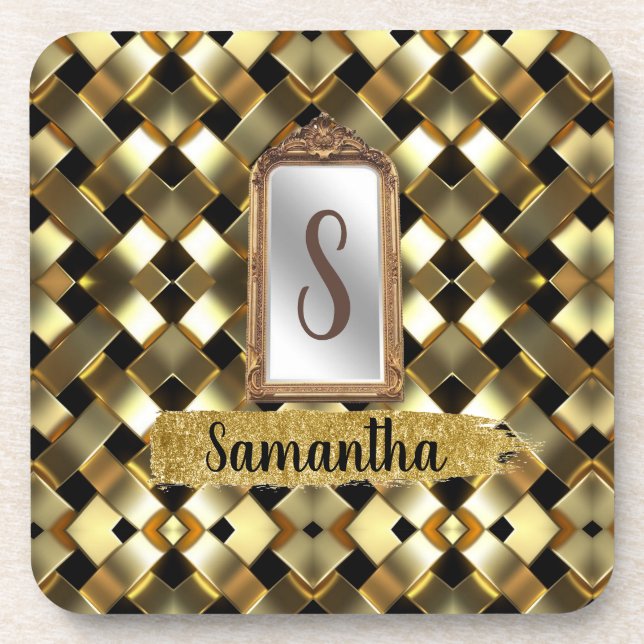 Beautiful Chic Girly Mirror Elegant Bday Gift Beverage Coaster (Front)