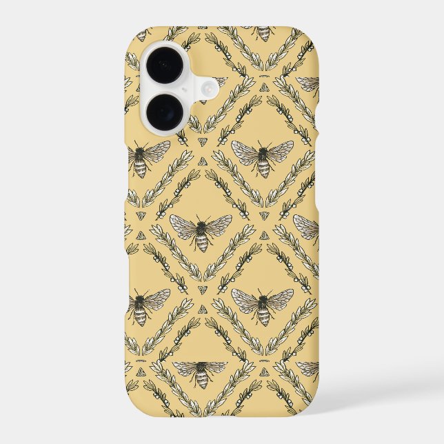 Beautiful Chic Hand-Drawn Bee Pattern Iphone Case (Back)