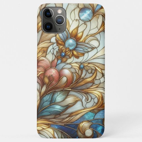 Beautiful Chic Stained Glass Floral Mosaic Pattern iPhone 11 Pro Max Case