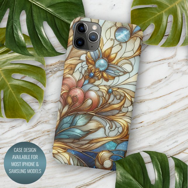 Beautiful Chic Stained Glass Floral Mosaic Pattern Case-Mate iPhone Case (Creator Uploaded)