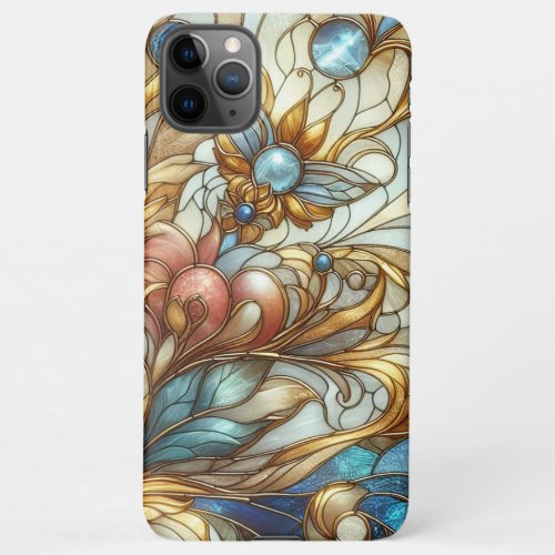 Beautiful Chic Stained Glass Floral Mosaic Pattern iPhone 11Pro Max Case
