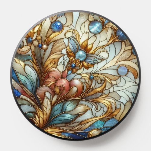 Beautiful Chic Stained Glass Floral Mosaic Pattern PopSocket