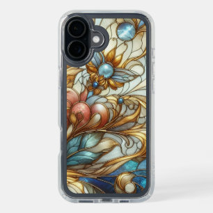 Beautiful Chic Stained Glass Floral Mosaic Pattern iPhone 16 Plus Case