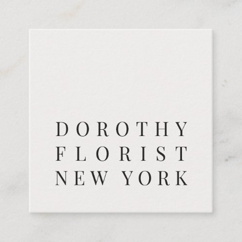 Beautiful chic white elegant minimalist florist square business card