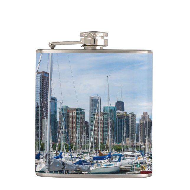 Beautiful Chicago Harbor Flask (Front)
