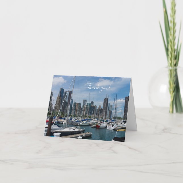 Beautiful Chicago Harbor Thank You Card (Front)