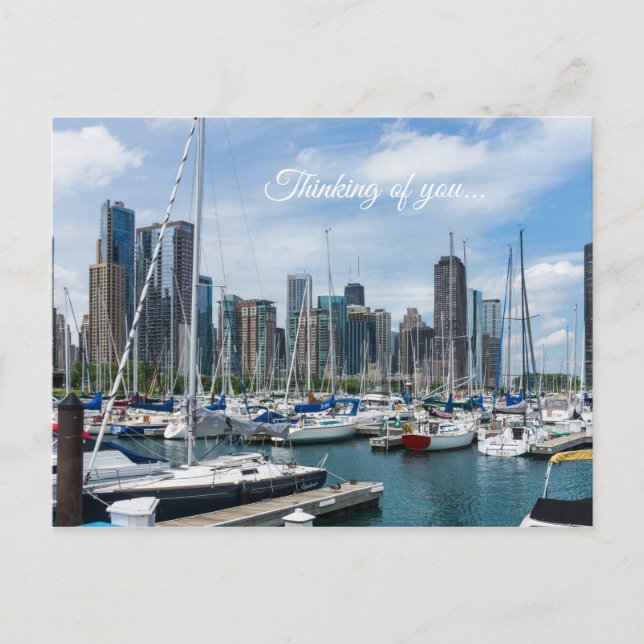 Beautiful Chicago Harbor Thinking Of You Postcard (Front)