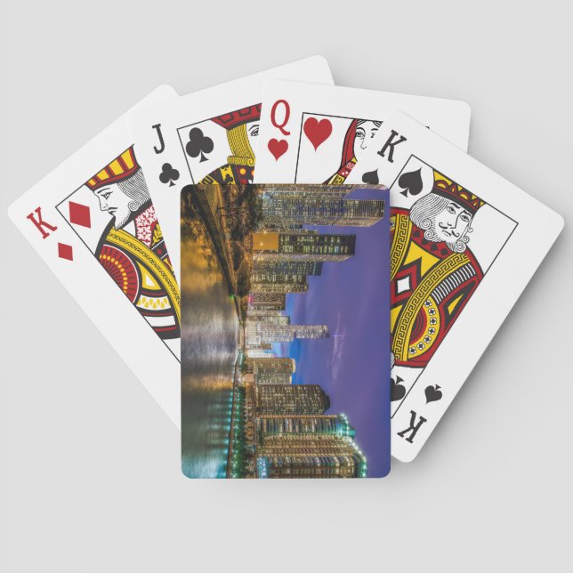 Beautiful Chicago River at Sunset, Illinois Poker Cards (Back)