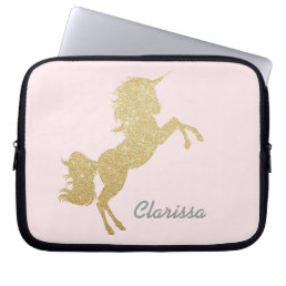 Beautiful chick girly gold glitter unicorn laptop sleeve