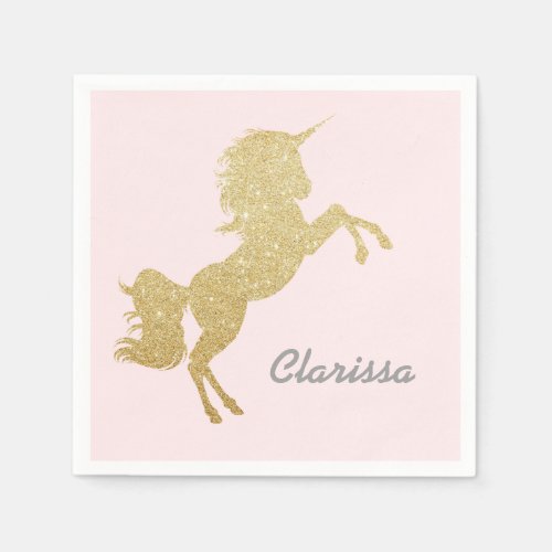Beautiful chick girly gold glitter unicorn napkins