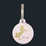 Beautiful chick girly gold glitter unicorn pet ID tag<br><div class="desc">Chick design featuring faux gold glitter unicorn.</div>