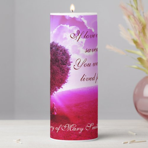 Beautiful Child at Sunset Memorial Pillar Candle