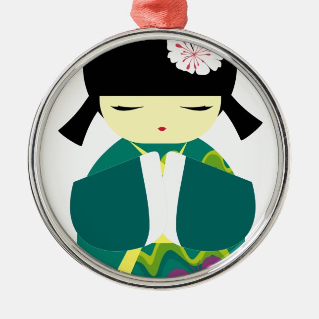 Beautiful China Doll Metal Ornament (Front)