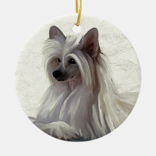 Beautiful Chinese crested powder puff Ceramic Ornament