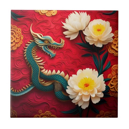 Beautiful Chinese Dragon New Year 2024 CerT2 Ceramic Tile