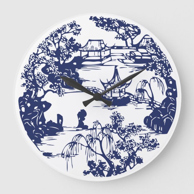 Beautiful Chinese Pagoda Landscape Large Clock (Front)