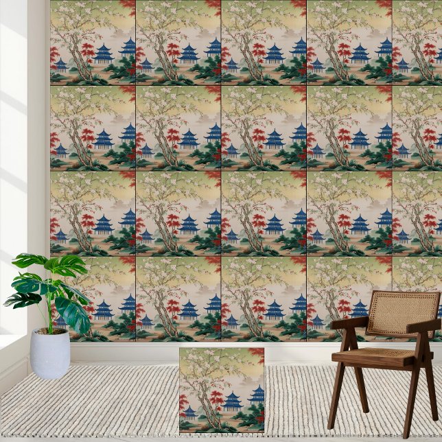 Beautiful Chinoiserie Botanical Tile (Beautiful Chinoiserie Botanical Tile)