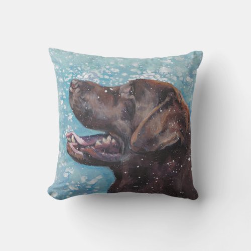 Beautiful Chocolate Lab Labrador Retriever Art Throw Pillow