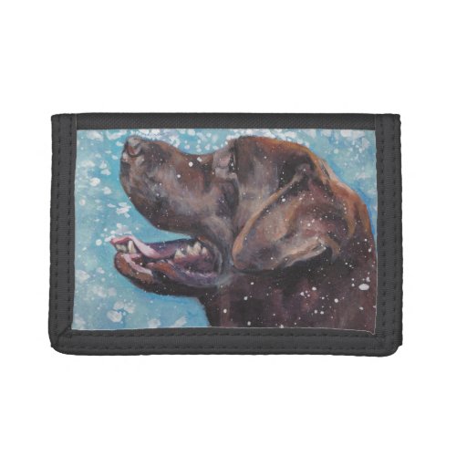 Beautiful Chocolate Lab Labrador Retriever Art Tri_fold Wallet