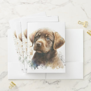 BEAUTIFUL CHOCOLATE LABRADOR RETRIEVER PUPPY POCKET FOLDER