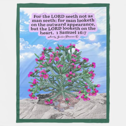 Beautiful Cholla Cactus Scripture 1 Samuel 167 Fleece Blanket