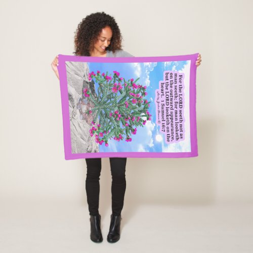 Beautiful Cholla Cactus Scripture 1 Samuel 167 Fleece Blanket