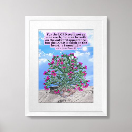 Beautiful Cholla Cactus Scripture 1 Samuel 167   Framed Art