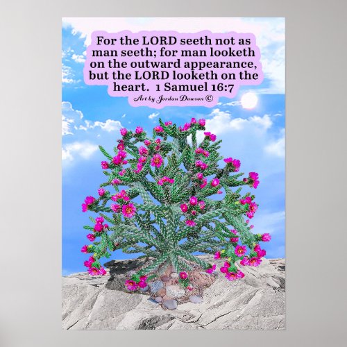Beautiful Cholla Cactus Scripture 1 Samuel 167 Poster