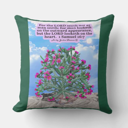 Beautiful Cholla Cactus Scripture 1 Samuel 167 Throw Pillow