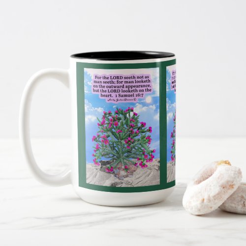 Beautiful Cholla Cactus Scripture 1 Samuel 167 Two_Tone Coffee Mug